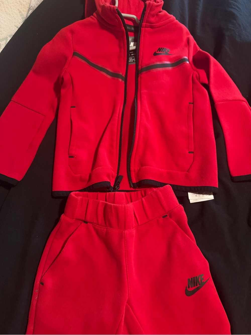 Nike Red Kids Jogger Sweatpants Set with Zip Hoodie